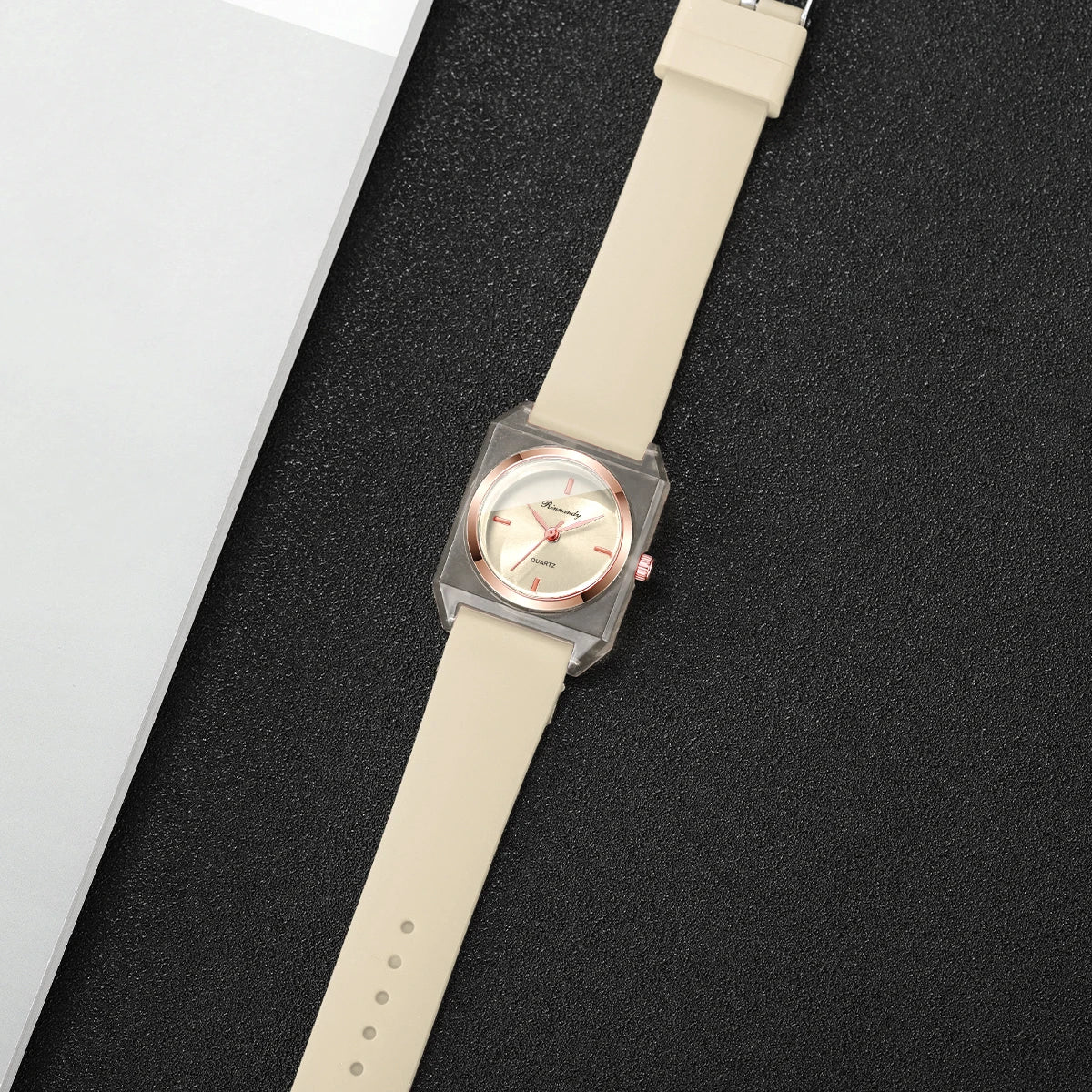 Fashion Rectangle Dial Women Watches Silicone Band Ladies Analog Quartz Wristwatches for Girls Clock Reloj Mujer (Without Box)