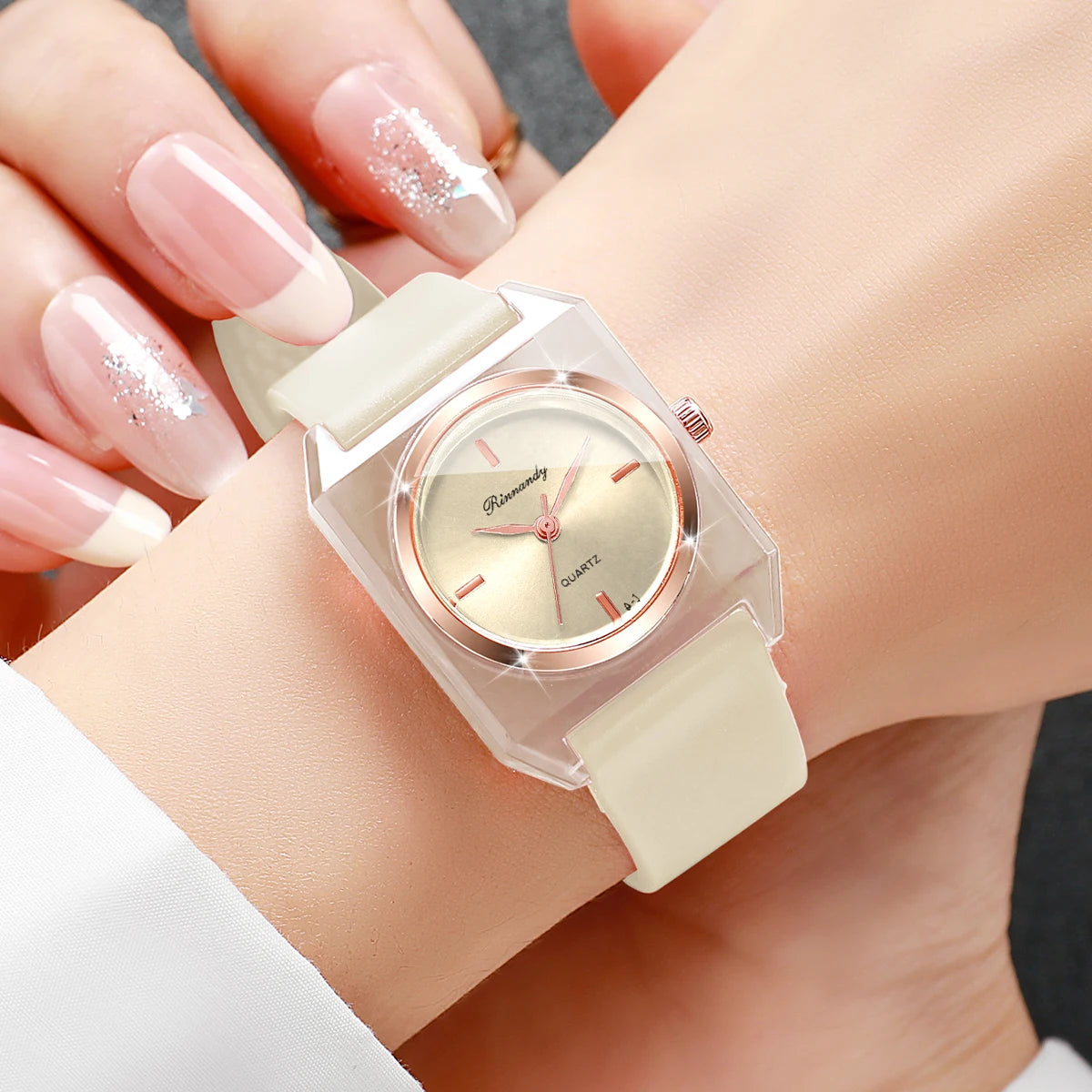 Fashion Rectangle Dial Women Watches Silicone Band Ladies Analog Quartz Wristwatches for Girls Clock Reloj Mujer (Without Box)