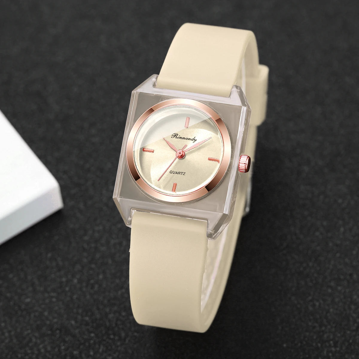 Fashion Rectangle Dial Women Watches Silicone Band Ladies Analog Quartz Wristwatches for Girls Clock Reloj Mujer (Without Box)