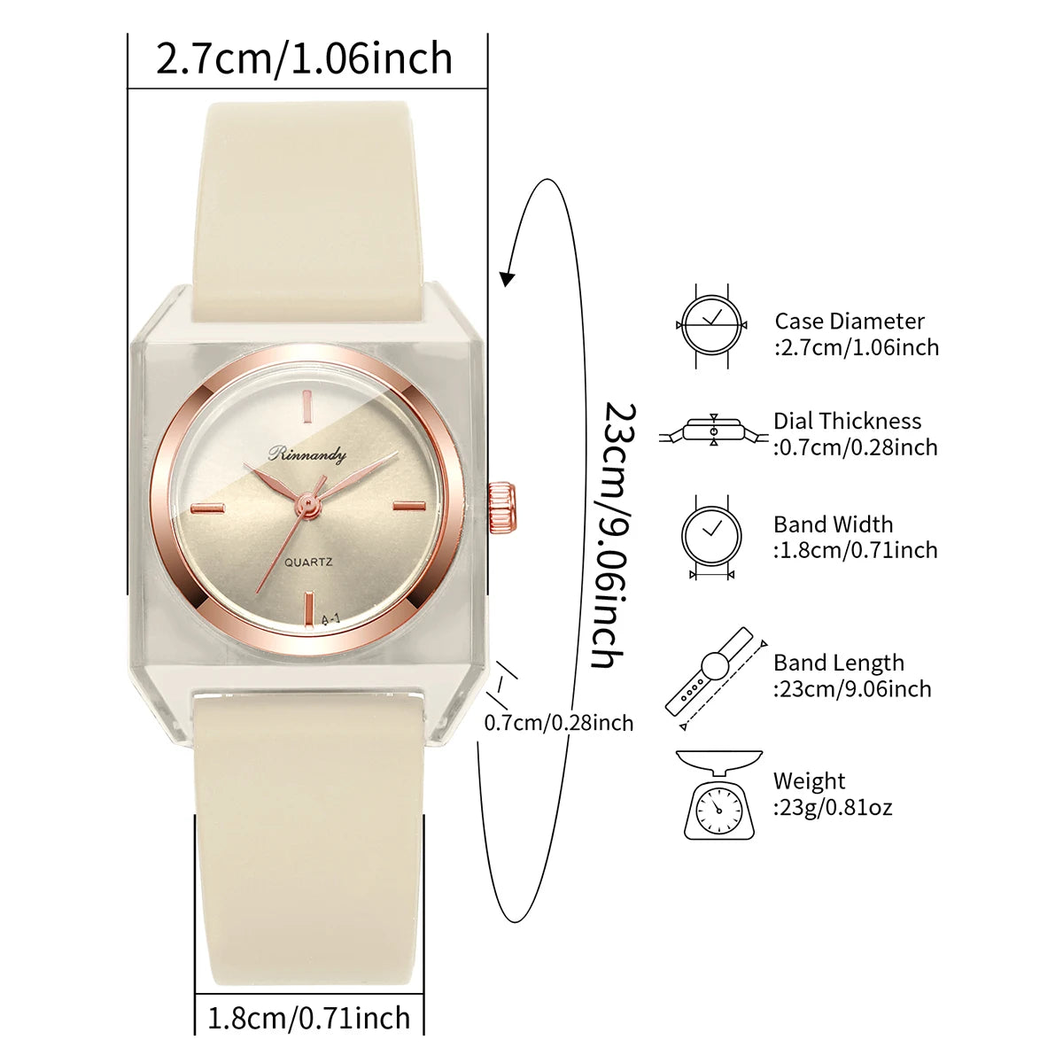 Fashion Rectangle Dial Women Watches Silicone Band Ladies Analog Quartz Wristwatches for Girls Clock Reloj Mujer (Without Box)